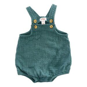Green Baby Overalls with Coconut Button Details, 6-9 Months